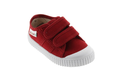 Victoria - Kids Canvas Velcro Sneaker in Carmin Red