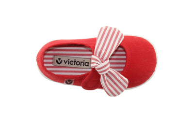 Victoria - Velcro Canvas MaryJane in Rojo / Red