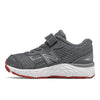 680v5 Velcro - Steel / Red by New Balance - Ponseti's Shoes